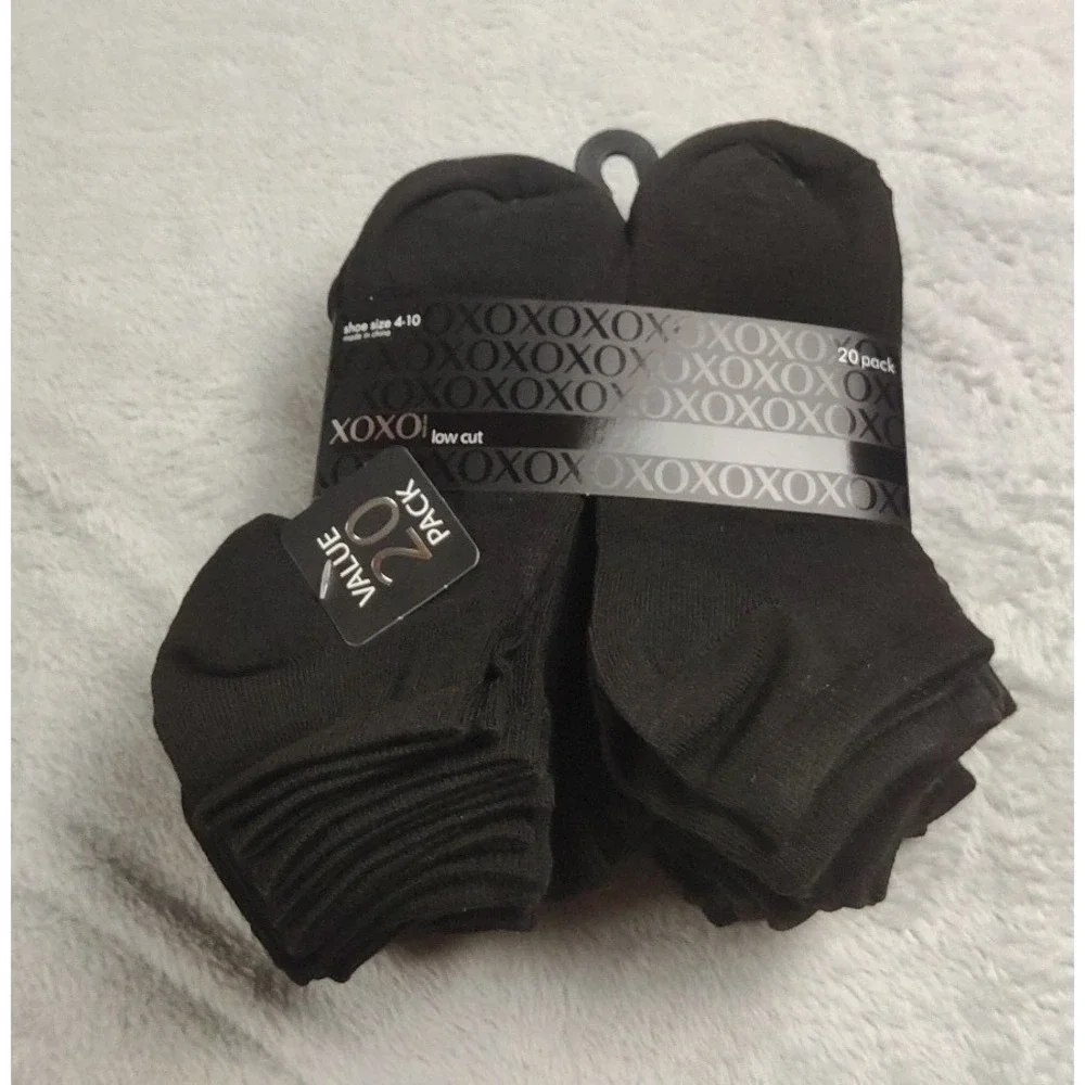 XOXO  Socks Womens Sizes 4 - 10 Black 20 Pairs Low Cut Black Socks